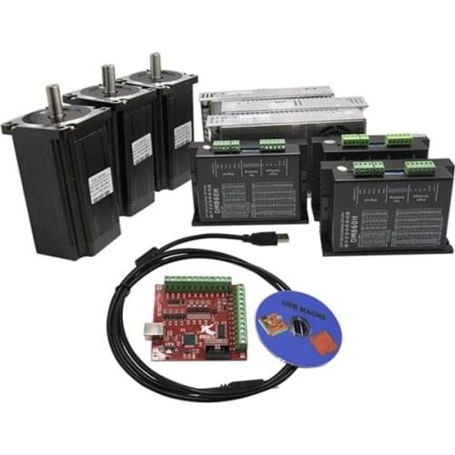 3 axis Stepper Motor kit nema 34 schrittmotor+DM860H stepper motor driver with mach3 cnc Interface board