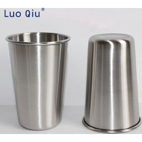 500ML Stainless Steel Cups with Juice Beer Glass Portion Cups 16oz Tumbler Pint Metal Kitchen Drinking Mug Bar Supply
