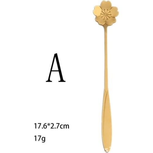 500pcs/lot Coffee Spoon stainless steel Rose sakura leaf Spoons Flatware Ice Cream Drinking Tools Kitchen Gadget Fork