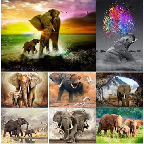 DIY 5D Diamond Painting Baby Elephant Animals Cross Stitch Kits Embroidery Full Drill Diamond Mosaic Art Picture Home Decor