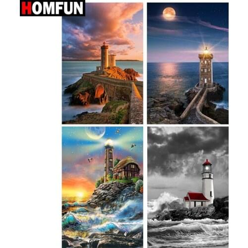 HOMFUN Full Square/Round Drill 5D DIY Diamond Painting "Tower scenery" 3D Embroidery Cross Stitch 5D Home Decor Gift