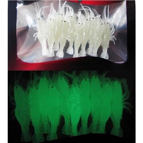 Free shipping 16pcs 4CM soft artificial fishing shrimp lures small soft shrimp bait luminous shrimp bait