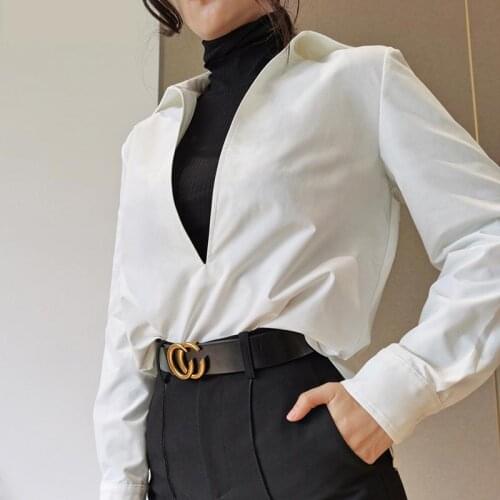 Blouses Woman Turn-down Collar Long Sleeve Sexy Fashion Womens Shirt Costume Casual Autumn Elegant White Streetwear