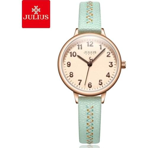 New Julius Womens Watch Japan Quartz Lady Cute Arabic Number Hours Fashion Dress Clock Leather School Girls Birthday Gift Box