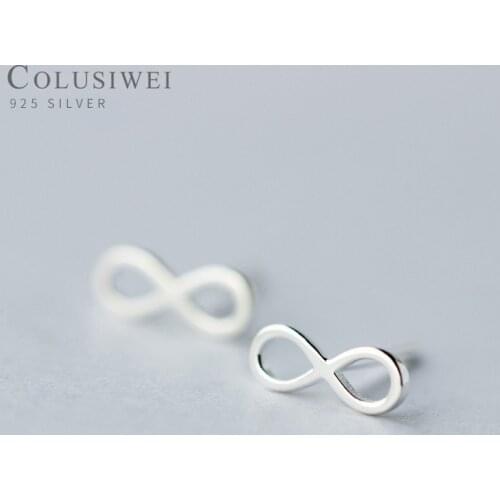 Colusiwei Hot Sale 925 Sterling Silver Infinity Love Infinite Stud Earrings for Women Fashion Earrings Fine Korea Style Jewelry