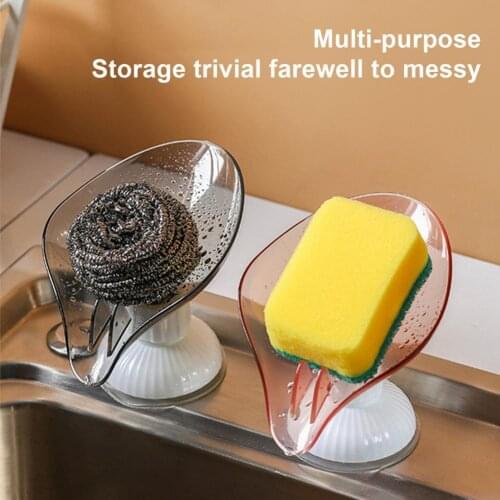 Leaf Shape Soap Draining Holders Box Non-Slip Soap Dish Plastic Soap Rack Bathroom Supplies for Washroom