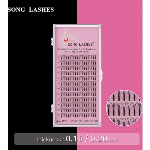 SONG LASHES 0.15 mm 0.20 mm thickness long stem premade fans 2D 3D Volume Lashes Eyelash Extension premade volume fans