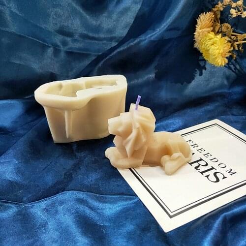 Geometry Lion Candle Mold Resin Silicone Clay Mould 3D Mould