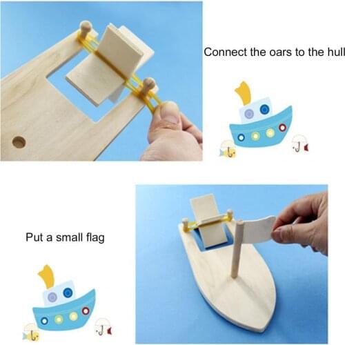 Boat Toy Colorful Educational Motivational Wooden Sailboat Toy Kit for Kids