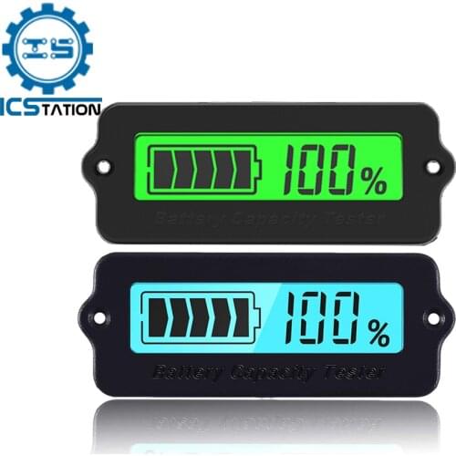 Blue Green 12V 24V 36V LY6W Lead Acid Battery Capacity Indicator LCD Percentage Display Lithium Battery Monitor Tester Voltmeter