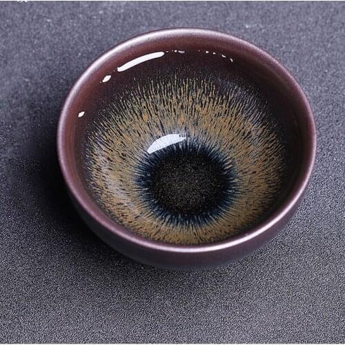 Jianzhan Tien Mok Tea Bowl with Purple Hares-fur Glaze Top Grade GongFu Tea Cup Handmade Porcelain Valued Gift