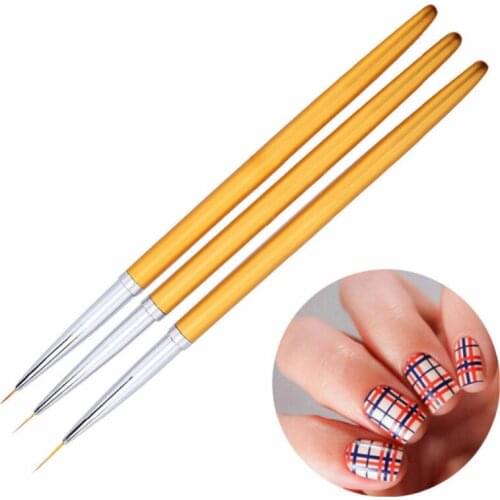 3Pcs/Set Nail Art Brush Yellow Crystal Liner Dotting Acrylic Builder Painting Drawing Carving Pen UV Gel Manicure Tool