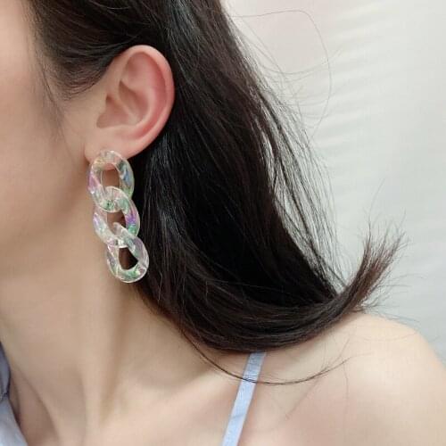 Hot Selling New Fashion Creative Colorful Symphony Resin Acrylic Chain Stud Earrings Jewelry for Women