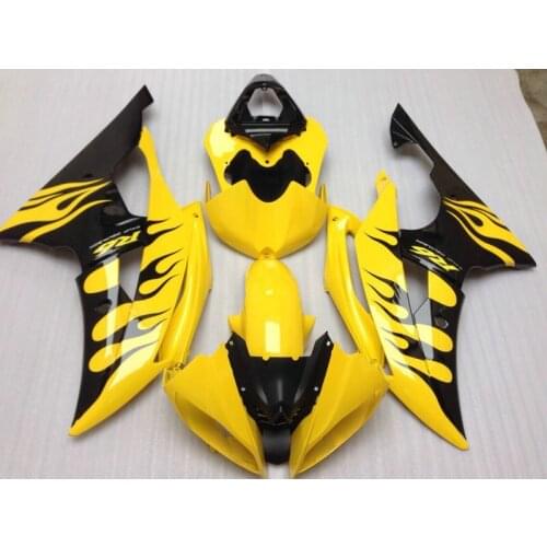 Injection mold Fairing kit for YAMAHA YZFR6 2008 2010 2015 YZF R6 08 09 10 15 YZF600 Flames yellow black Fairings set+gifts YP15