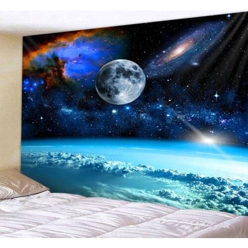 Milky Way Night Sky Tapestry Moon Night Starry Sky Landscape Tapestry Bohemian Psychedelic Home Living Room Bedroom Decoration