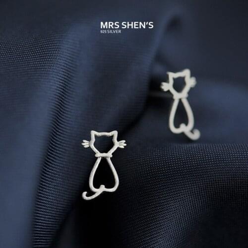 Fashion Hollow Cute Cat Stud Earrings 925 Sterling Silver Jewelry Lovely Temperament for Women Lover Gifts Wholesale