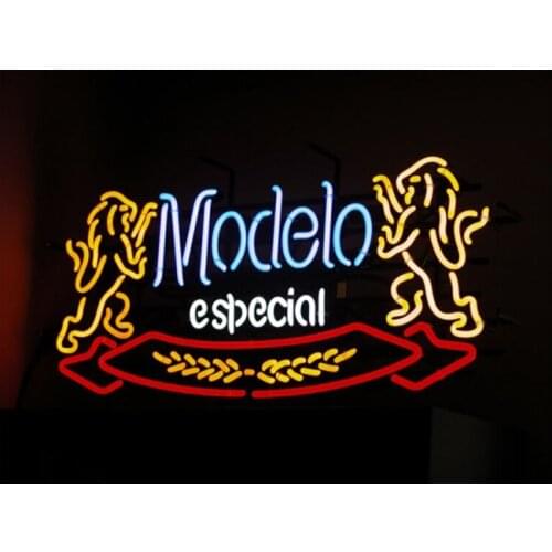 Modelo Especial Beer Sign Custom Handcrafted Real Glass Tube Bar KTV Motel Store Advertise Decoration Display Neon Signs 24X20"