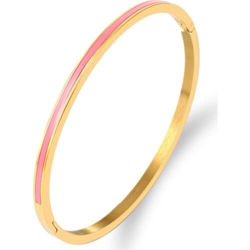 Fashion Jewelry Stacked Stainless Steel 3mm Thin colorful Bangles For Women High Quality Enamel Bracelets Party Gift