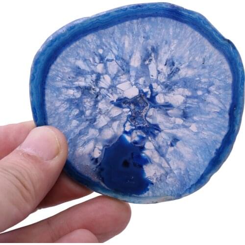 Natural Stone Spacers Exquisite Irregular Blue Agates Slice for Coaster Nail Palette Jewelry Display Table Onyx Mat Decor