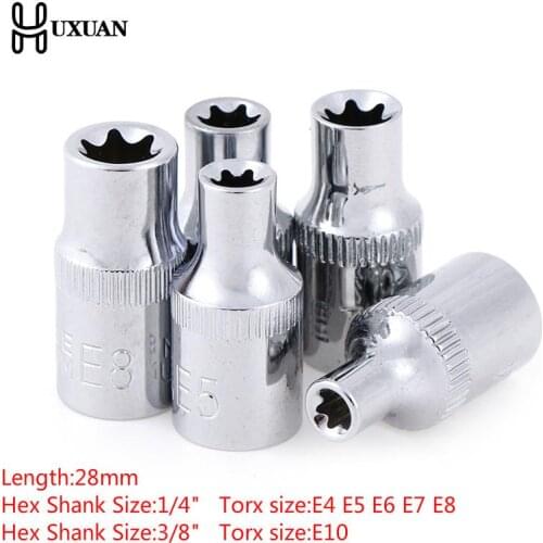 One Or 5pcs E-Socket Sockets 1/4 Inch(6.3mm)/3/8" Torx Star Bit Female E-Socket Set Socket Nuts Set E4,E5, E6,E7, E8,E10