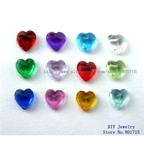 Wholesales 120pcs mix color heart 5mm birthstone floating charm for memory love locket as Mom Dad sister brother grandma gift