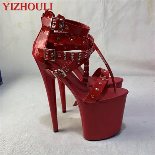 Sexy womens shoes 20 cm high heel rivet gladiator sandals, high platform pole dance sandals