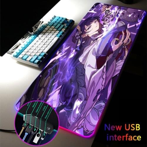 Customized Genshin Impact Baal RGB Mouse Pad Multi-interface Four USB Docking Dock USB Hub MousePad Typec Interface XXL Desk Mat