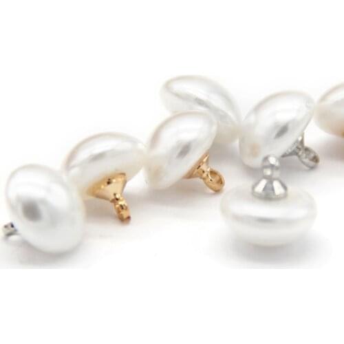 20pcs Vintage White Pearl Jewelry Dress Buttons For Clothing Metal Shank Wedding Shirt Decorative Handmade Accessories Wholesale