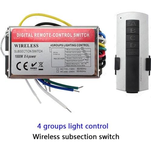 High voltage 110V 220V 3 4 5 6 channel remote switch controller 1000W/CH LED wireless digital subsection remote control