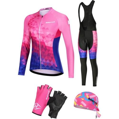 Cycling Jerseys Set 2021 Womens Long Sleeve Bib Pants Suit Spring MTB Racing Equipamento De Ciclismo BMX Clothing Bike Uniform