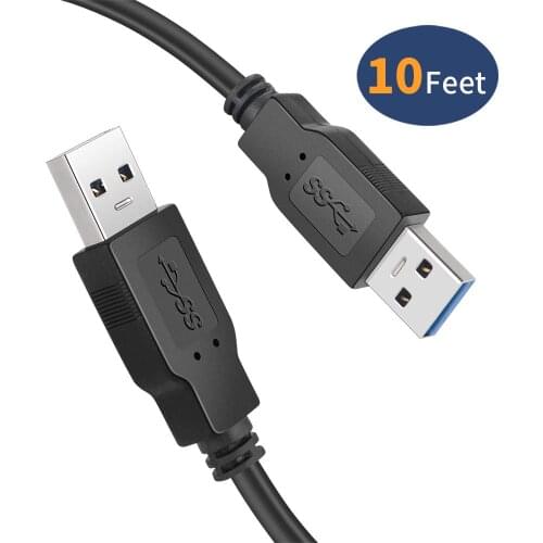 USB Cable Male to Male 10 feet,USB to USB 3.0 Cable A Male to A Male for Data Transfer Hard Drive Enclosures, Printers, Modems
