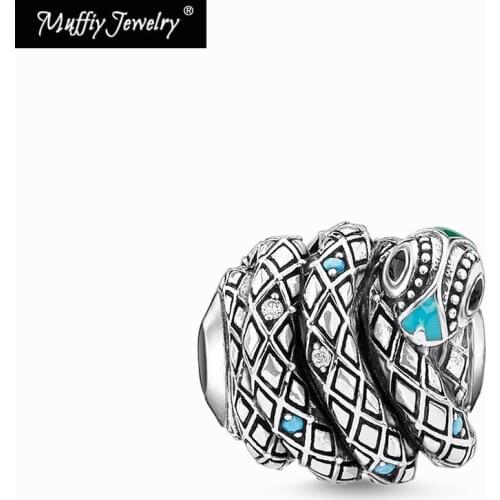 Ethnic Snake Beads Charm Bead,Karma Europe 2018 Brand New Good Jewelry Fit Bangle Necklace Bracelet,Earring, Silver