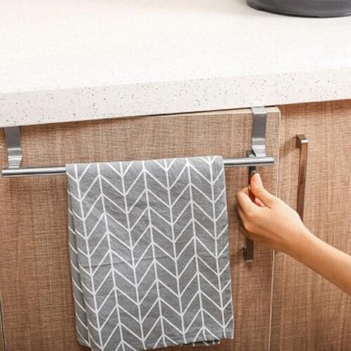 Towel Rack Over Door Towel Bar Hanging Holder Stainless Steel Bathroom Kitchen Cabinet Towel Rag Rack Shelf Hanger