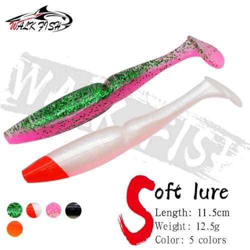 WALK FISH 4PCS/Lot Soft Lure Bait Fishing Lure Leurre 115mm 12.5g Silicone Bait T tail Fishing Equipment Easy Shiner Shad Pesca