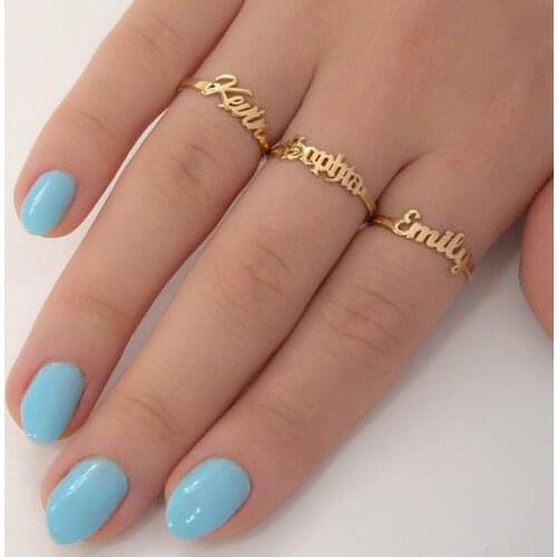 Gold Custom Name Ring Stainless Steel Rings For Women Personalized Adjustable Size BFF Jewerly Anillos Mujer Wedding Gift