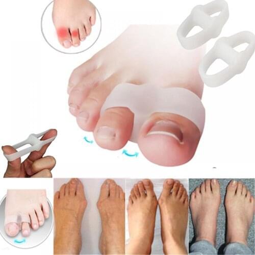 1pair Big Toe Separators Silicone Gel Pad Straighteners Bunion Corrector Toe Pain Relief Protector 2 Holes Design