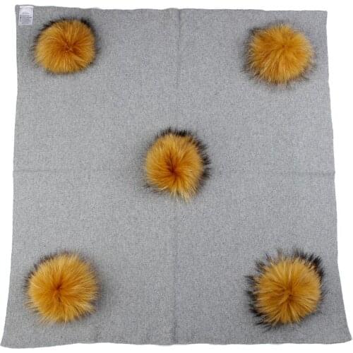 2019 With 15cm Real Fur Pompom Bedding Swaddles Wrap Newborn Baby Kids Baby Warm Wool Swaddling Blanket Travel Sleeping Blanket