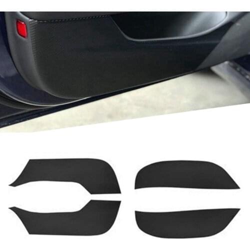 4Pcs Door Anti-Kick Mat Leather Carbon Fiber Protector Pad Automobiles Door For Tesla Model 3