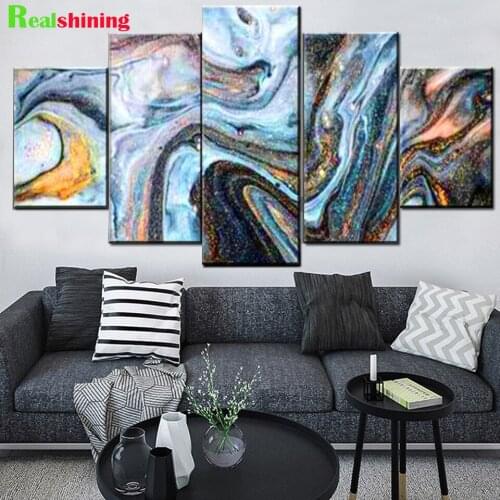 Abstract blue sea waves 5D diamond painting 5 Pcs full square round drill diy Diamond embroidery Sale Mosaic multi-Panel N2310