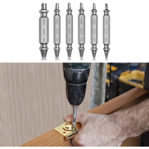 6Pcs/set Screw Extractor Drill Bits Guide Kit Damaged Screw Remover Set for Stripping Breaking Screws Bolt Extractor