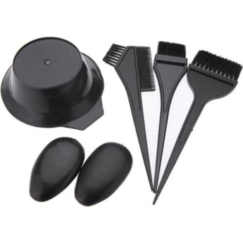 6Pcs/Set Hair Color Tools Salon Kit Hair Coloring Brushes Bowl Hair Color Dye Mixing Bowl Tint Hairdressing Styling Tool