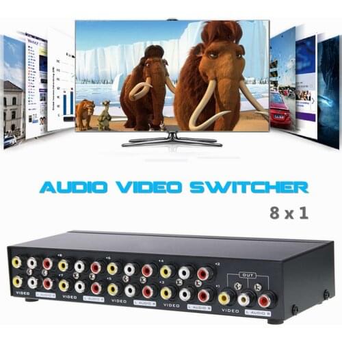 8 Ports Composite 3 RCA Video Audio Switcher AV Switch Box Selector 8 In 1 Out Splitter 8x1 Distributor for TV LCD Projector DVD