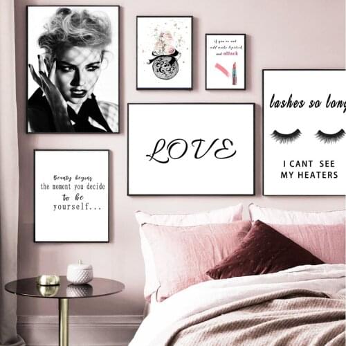 Abstract Modern Fashion Make Up Canvas Painting Black White Salon Posters Prints Nordic Wall Art Pictures Living Room Home Decor