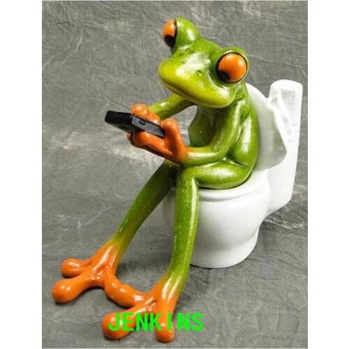 Diamond painting Frog do the toilet to play the phone diy cross stitch diamond embroidery set needlework WC decor Jenkins art