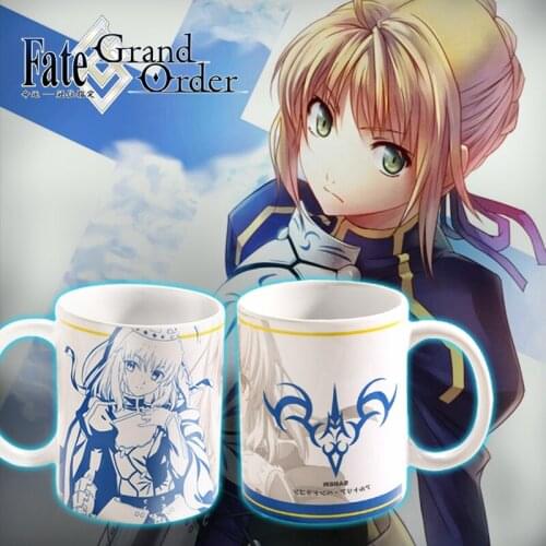 Anime Fate/Grand Order Altria Pendragon Saber Ceramic Coffee Water Mug Cup FGO Gold Stamping Cartoon Unisex Xmas Gifts