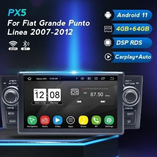 Craplay+Auto Android 11 4G LTE DSP 4G+64G Car DVD Radio Multimedia Player for Fiat Grande Punto Linea 2007-2012 GPS navigation