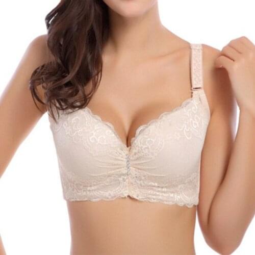 Fashion 3/4 Cup Sexy Beauty Push Up Bras Lace Back Closure Bras Lingerie Bra for Women Brassiere Plus Size B C D DD E