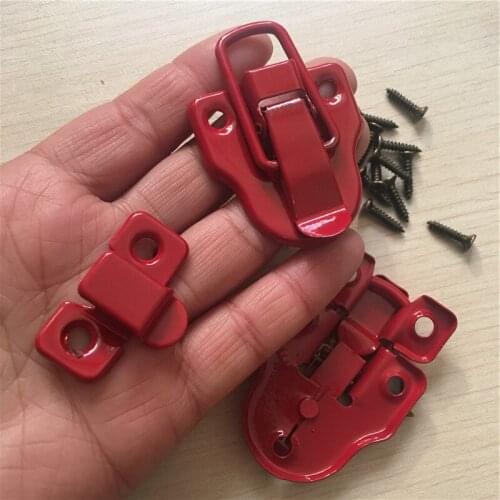 Red Iron Lock Wooden Box Suitcase Case Buckles Toggle Hasp Latch Catch Clasp Vintage Furniture Hardware,60*42mm,1Set