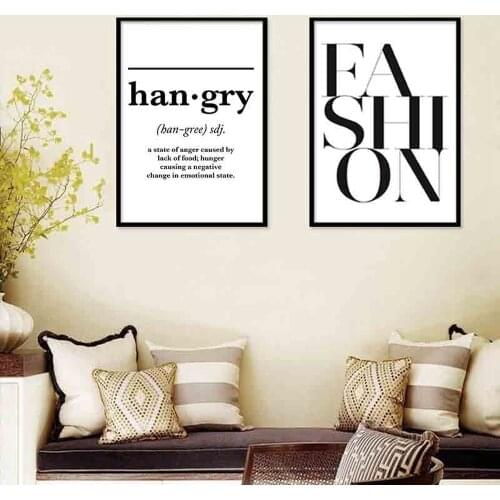 Black White Simple English Alphabet Proverbs Canvas Painting Fashion Hangry Wall Art Pictures For Living Room Home Decor Posters
