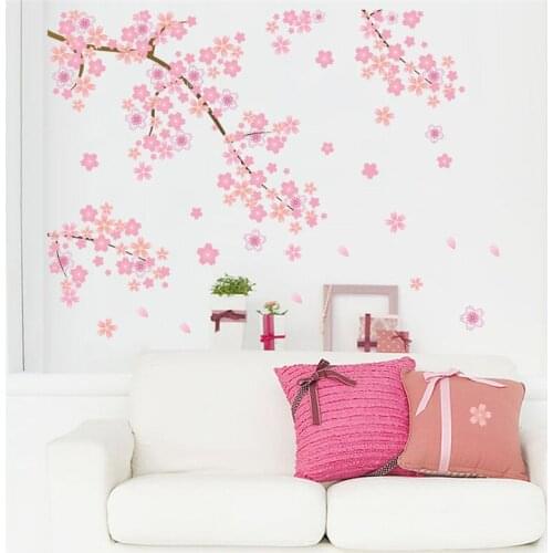 Blooming Sakura Floral Tree Wall Sticker For Bedroom Living Room Decorations Diy Pastoral Wall Mural Art Home Decals Pvc Posters